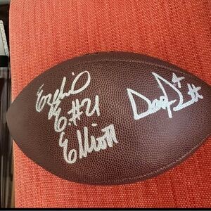 Dak Prescott & Ezekiel Elliott Dallas Cowboys Autographed Wilson Footballw COA